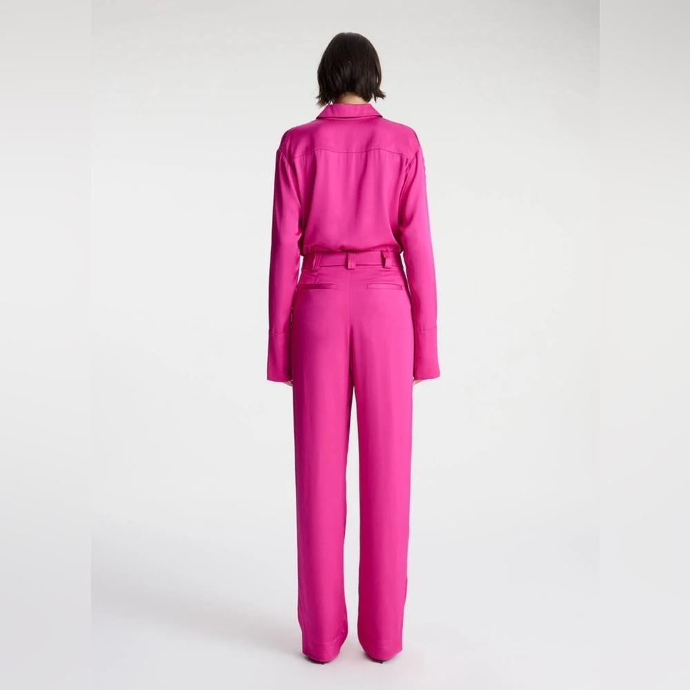 New! A.L.C. Flynn High-Waisted Pleated Trousers 💕 size 0 NWT! Disco Pink 🪩 - Picture 3 of 13